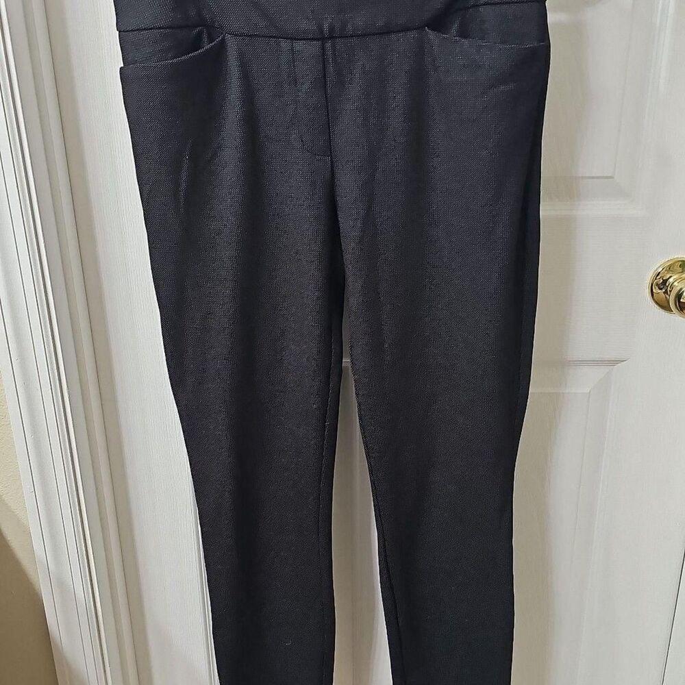 Dalia Women's Medium Textured Black Pull-On Straight Leg Comfort Waist Size M